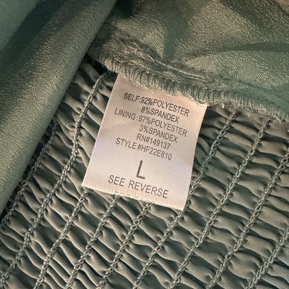 HYFVE Milkmaid Thigh Slit Smocked Back Ruffle Satin Mini Dress size Large​​ - Picture 12 of 12